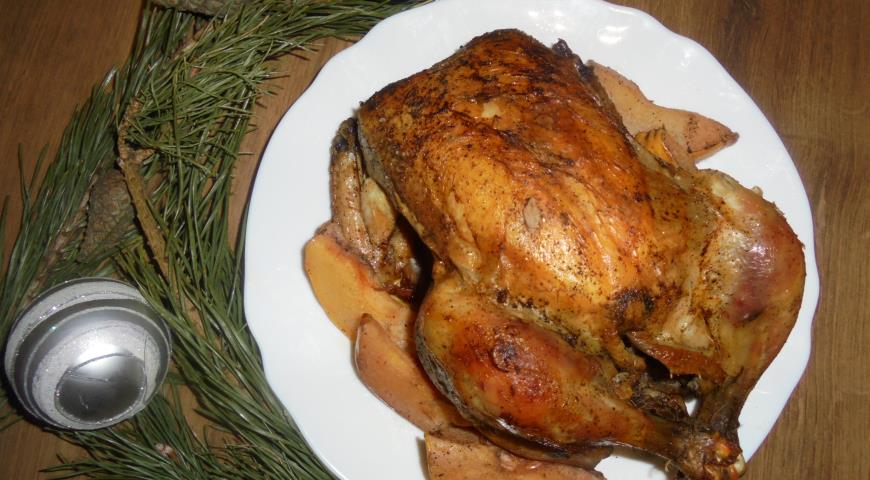 Baked chicken with quince