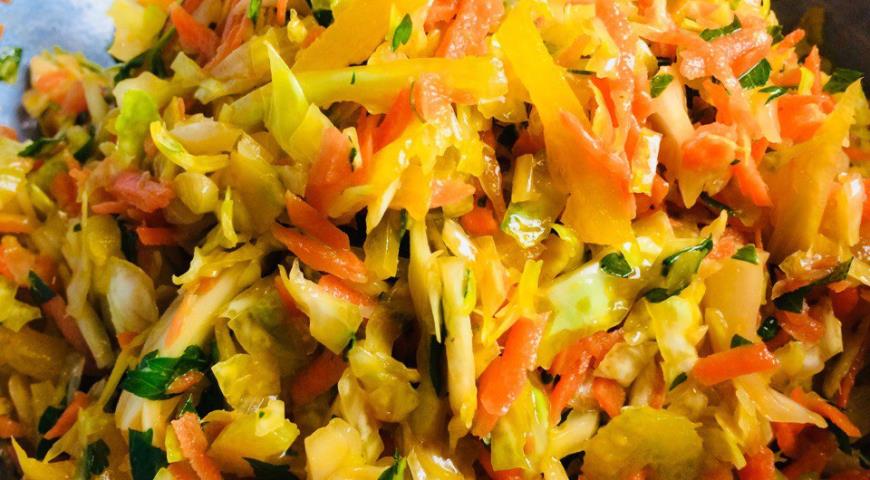 Be fit salad with cabbage, bell pepper, carrots and celery