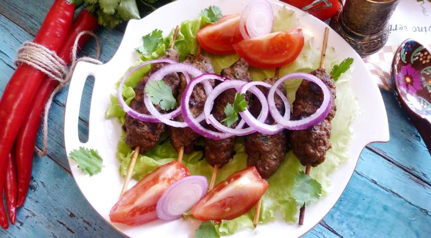 Beef lula kebab with herbs