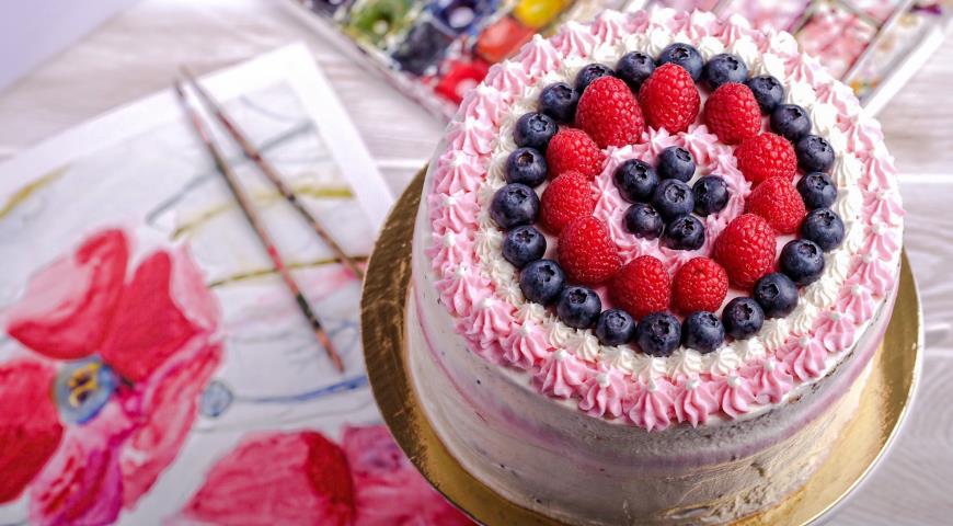 Cake "Raspberry watercolor"