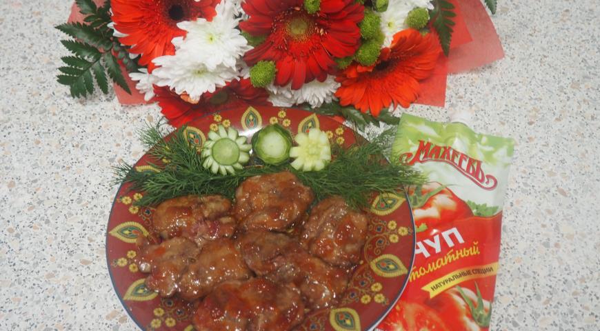 Chicken liver in honey-tomato glaze