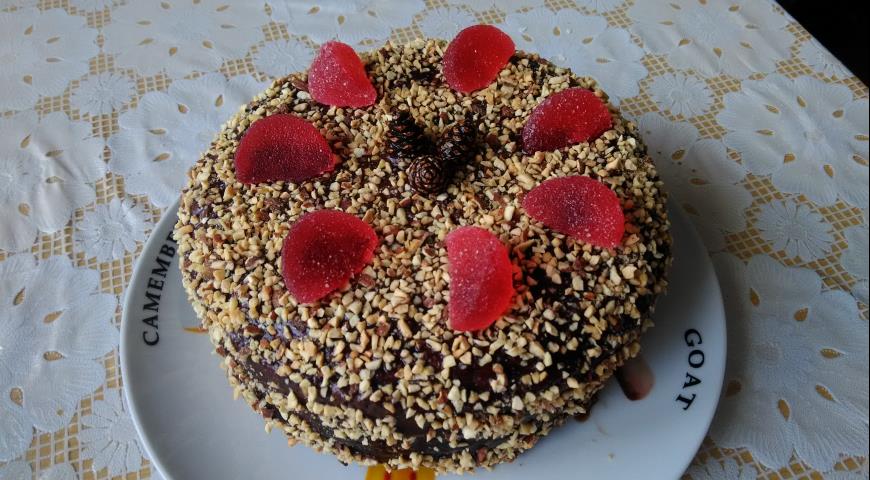 Chocolate cake with raspberry marmalade
