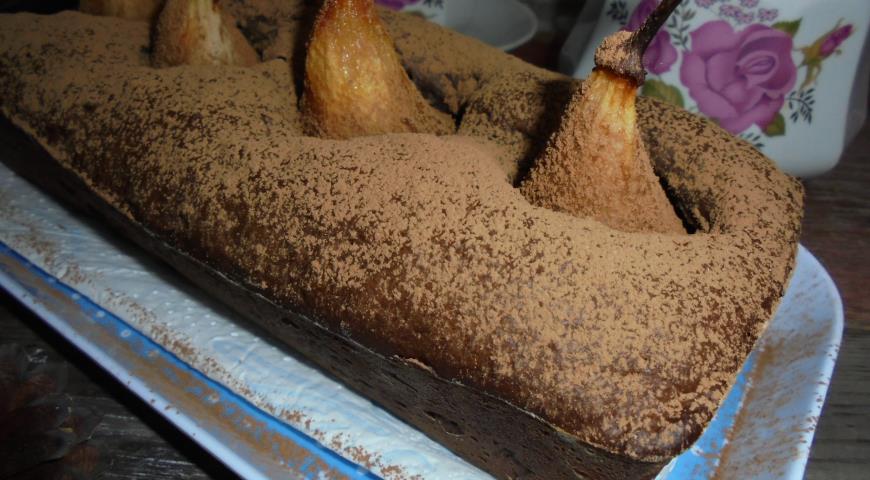 Chocolate cupcake with pear