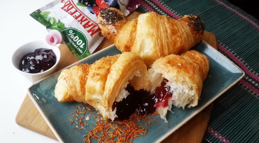 French croissants with jam
