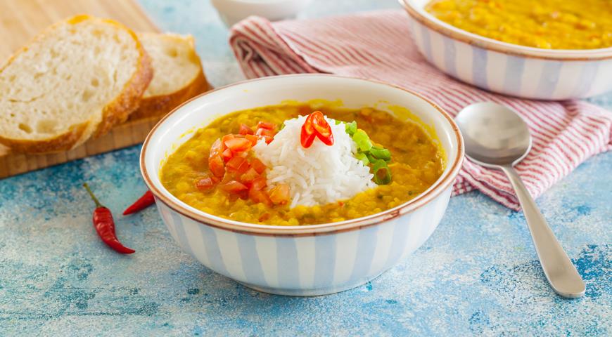 Mazur dal, lentil soup with rice
