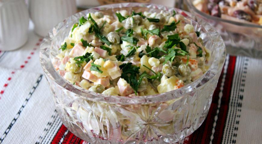 Olivier salad with doctor';s sausage