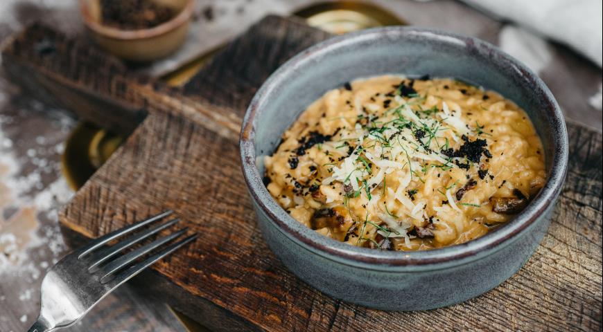Risotto with porcini mushrooms and truffle oil from the chef of Burger 