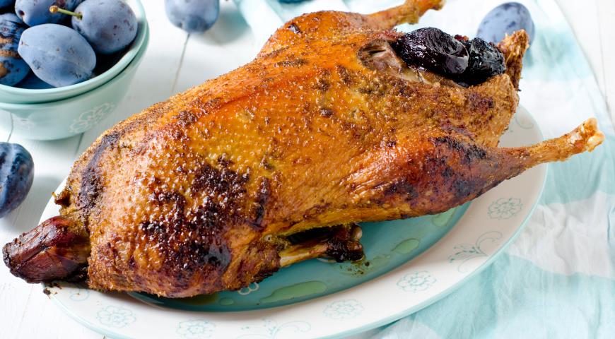 Roasted duck with plums