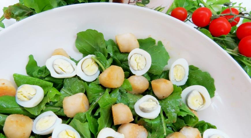 Salad with scallops and arugula