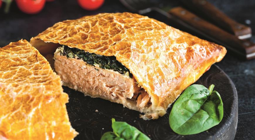 Salmon in puff pastry