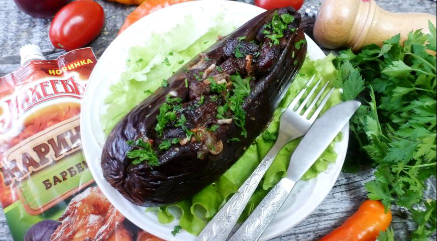 Shish kebab in eggplant