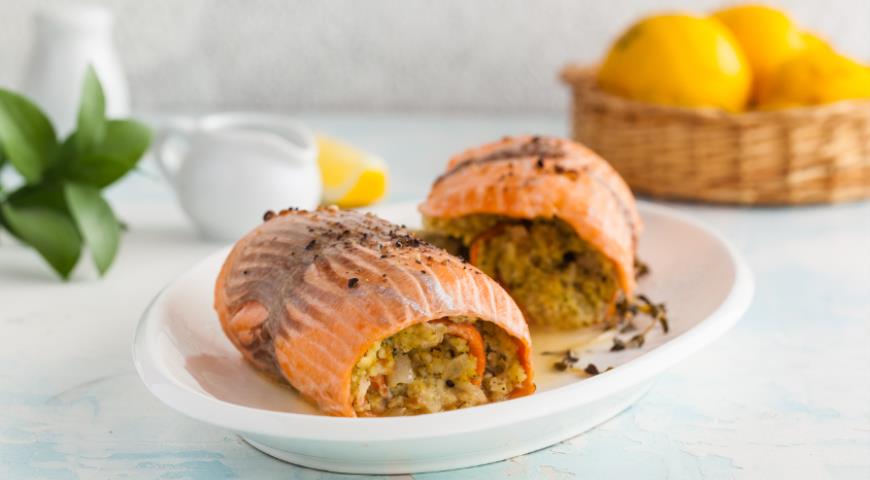 Trout with almond filling