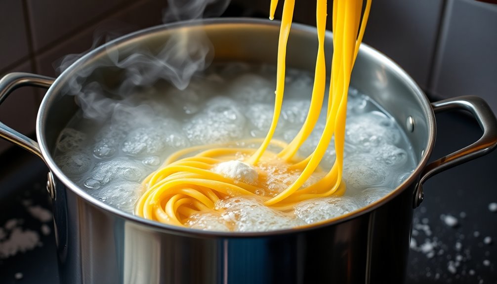 add fettuccine to pot
