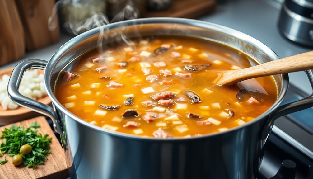 add ham and mushrooms