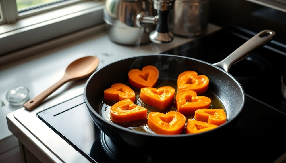 add hearts to pan