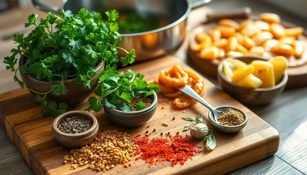 add spices and herbs