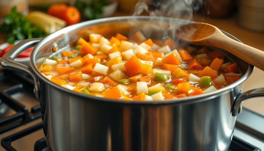 add vegetables to broth