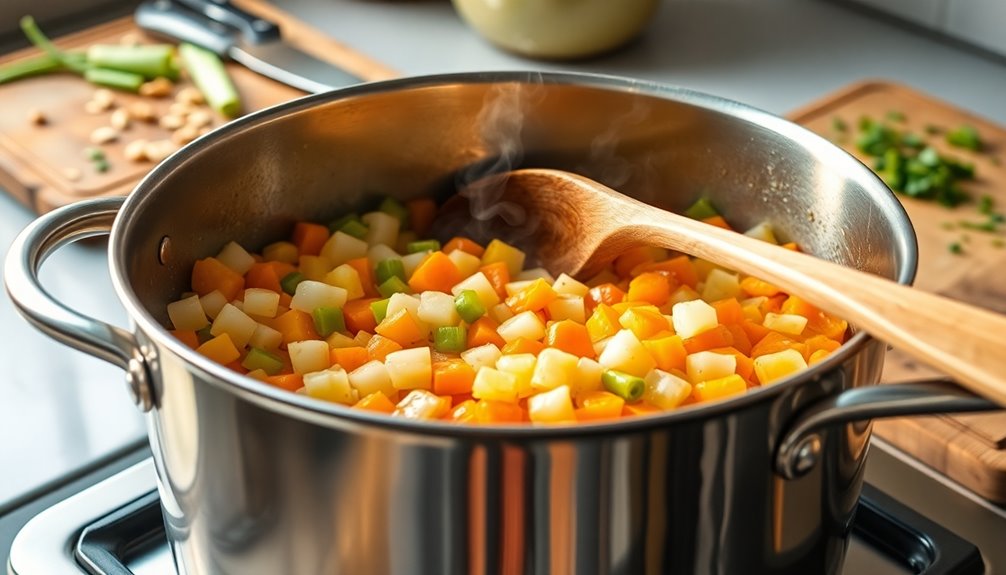 add vegetables to pot