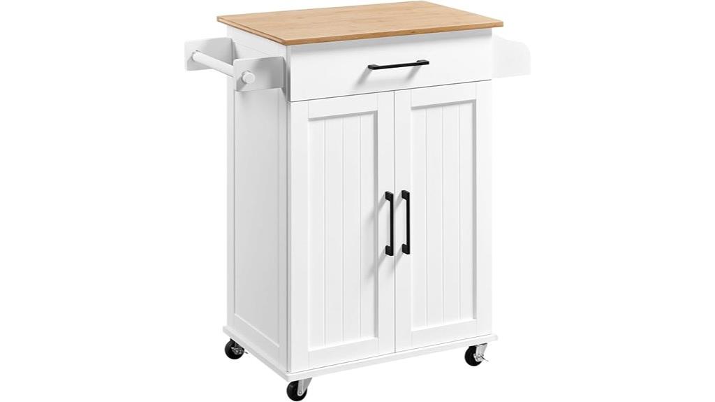 bamboo tabletop kitchen cart