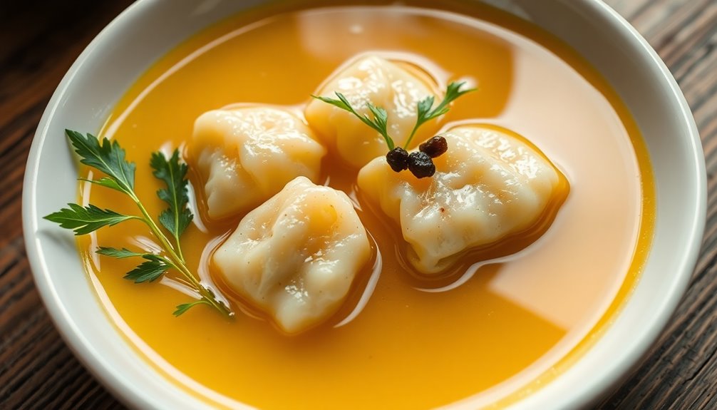 caviar infused dumpling preparation