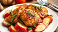 chicken served with apples