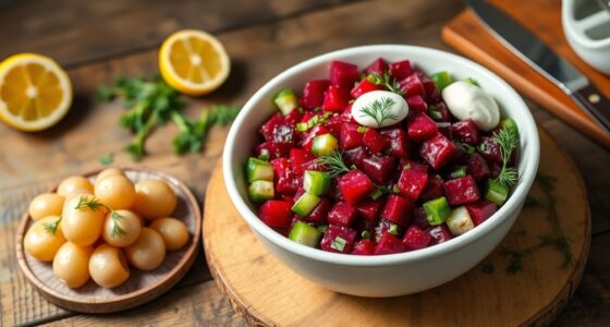 chilled beets fresh cucumbers warm potatoes dill