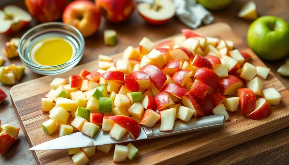 chop apples into pieces