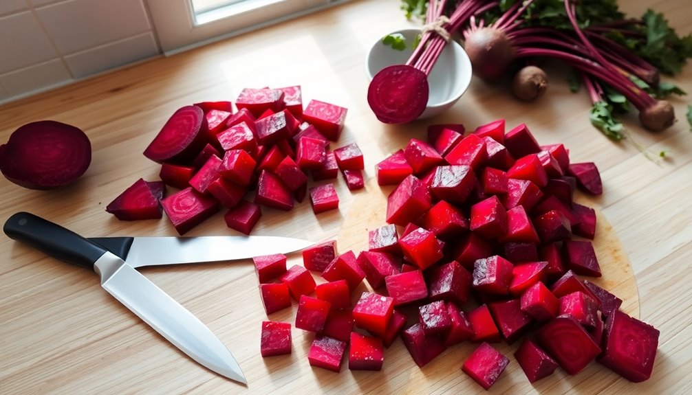 chop beets into pieces