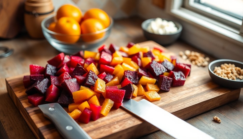 chop beets into pieces