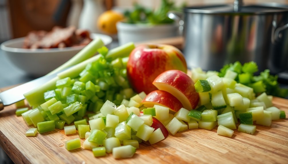 chop celery and apples