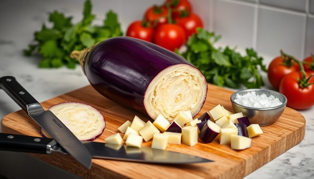 chop eggplant into cubes