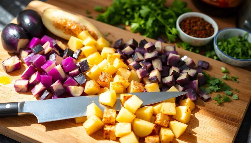 chop vegetables into pieces