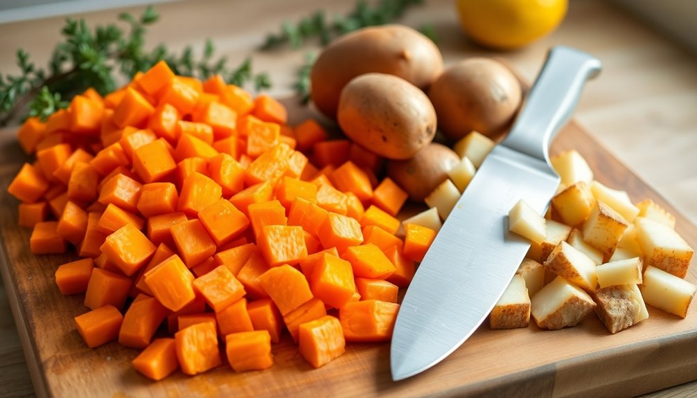 chop vegetables into pieces