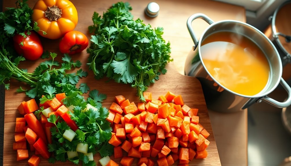 chop vegetables into small pieces