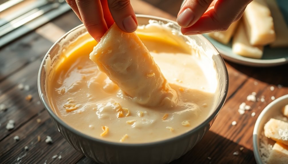 coat food with cheese