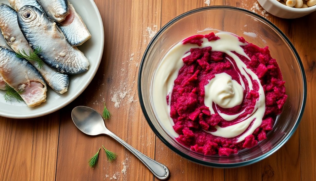 combine beetroot with herring