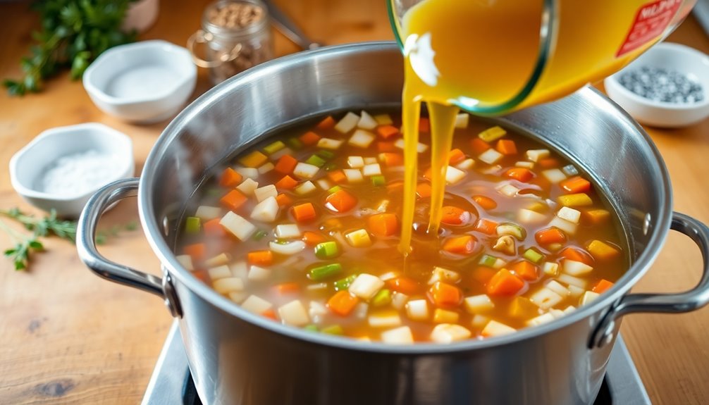 combine broth and seasonings