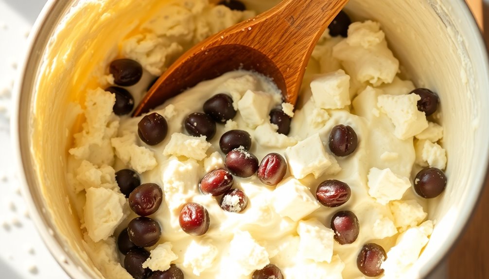 combine ingredients with cheese