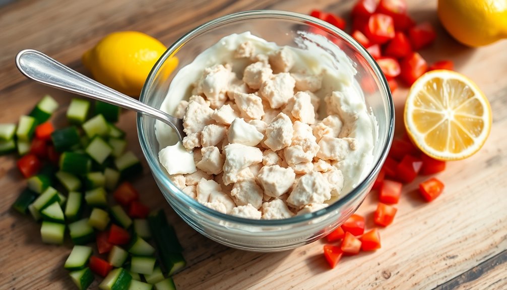 combine tuna and yogurt