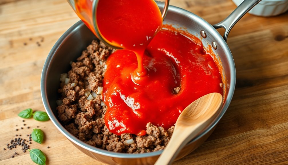combine with tomato sauce
