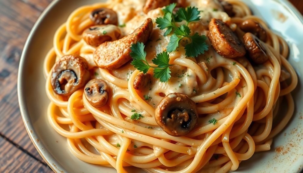 creamy chicken mushroom pasta