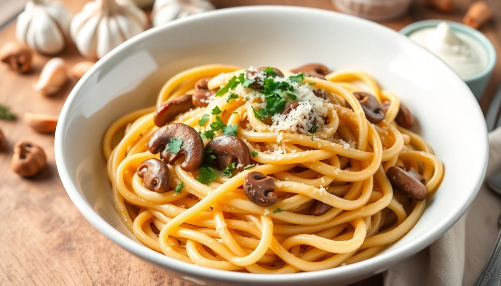 creamy mushroom pasta dish