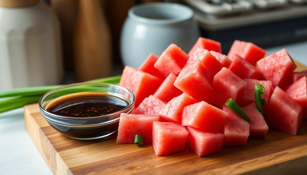 cut watermelon into cubes