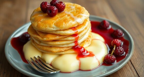 dessert with custard berries