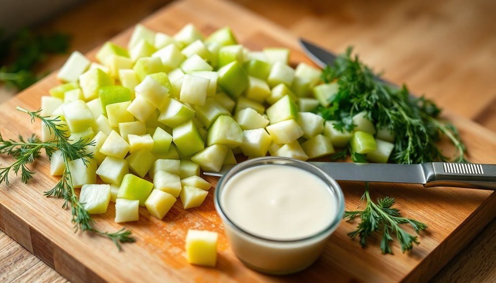diced green apples added