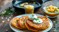 egg infused potato pancakes
