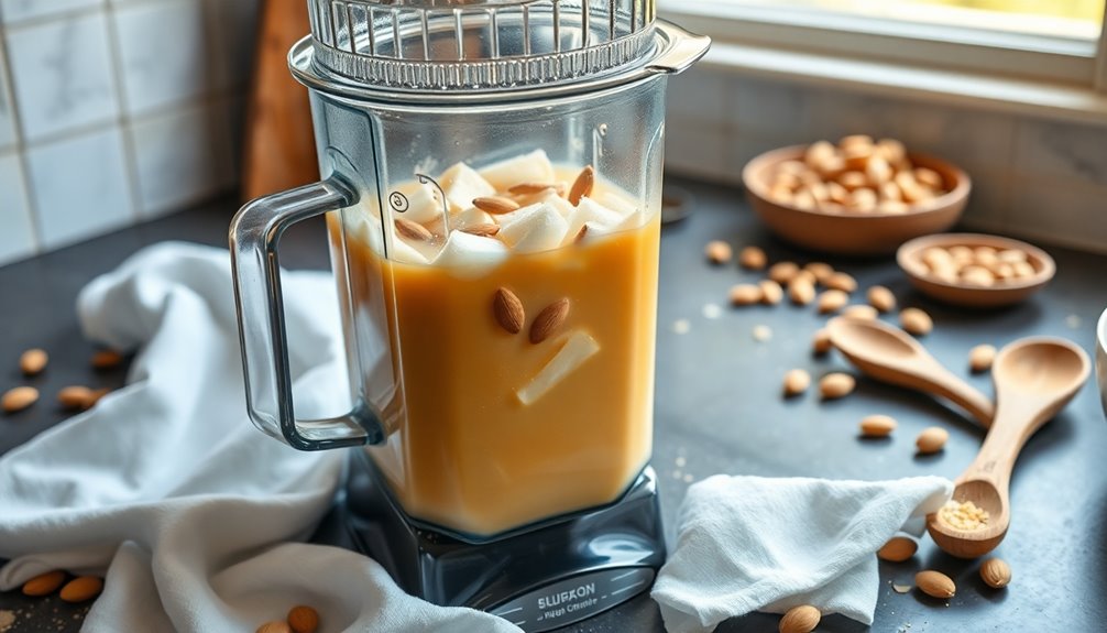 finely blend soaked almonds