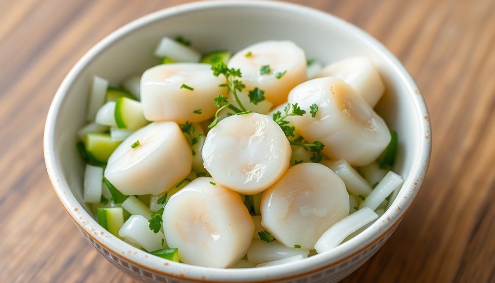 finely chop scallops vegetables