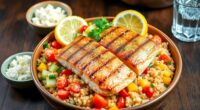 fish bulgur salad dish