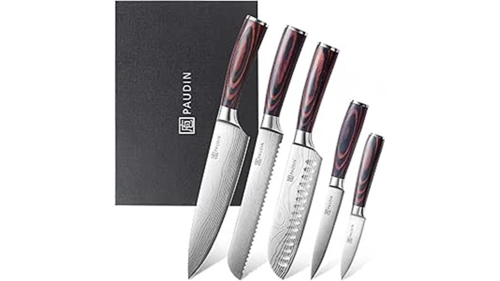 five piece kitchen knife set